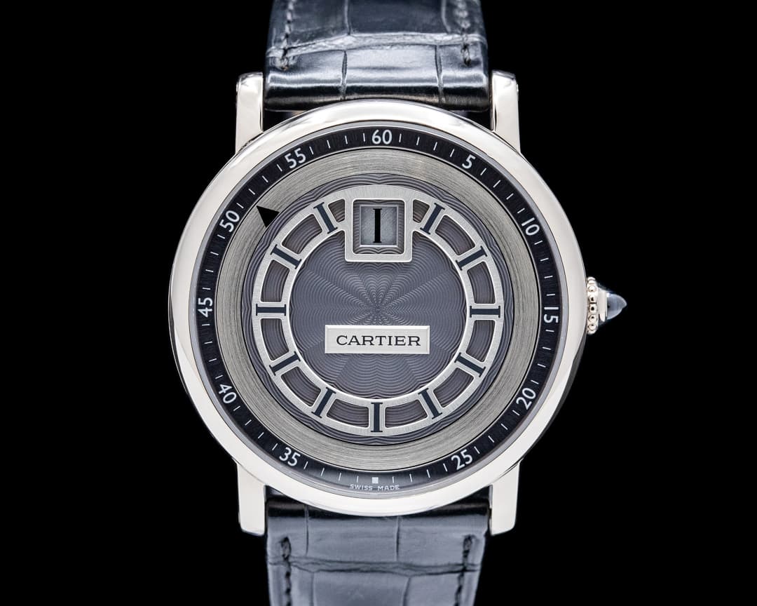 Cartier W1553851 Rotonde de Cartier Jump Hour 18K White Gold Gray Dial