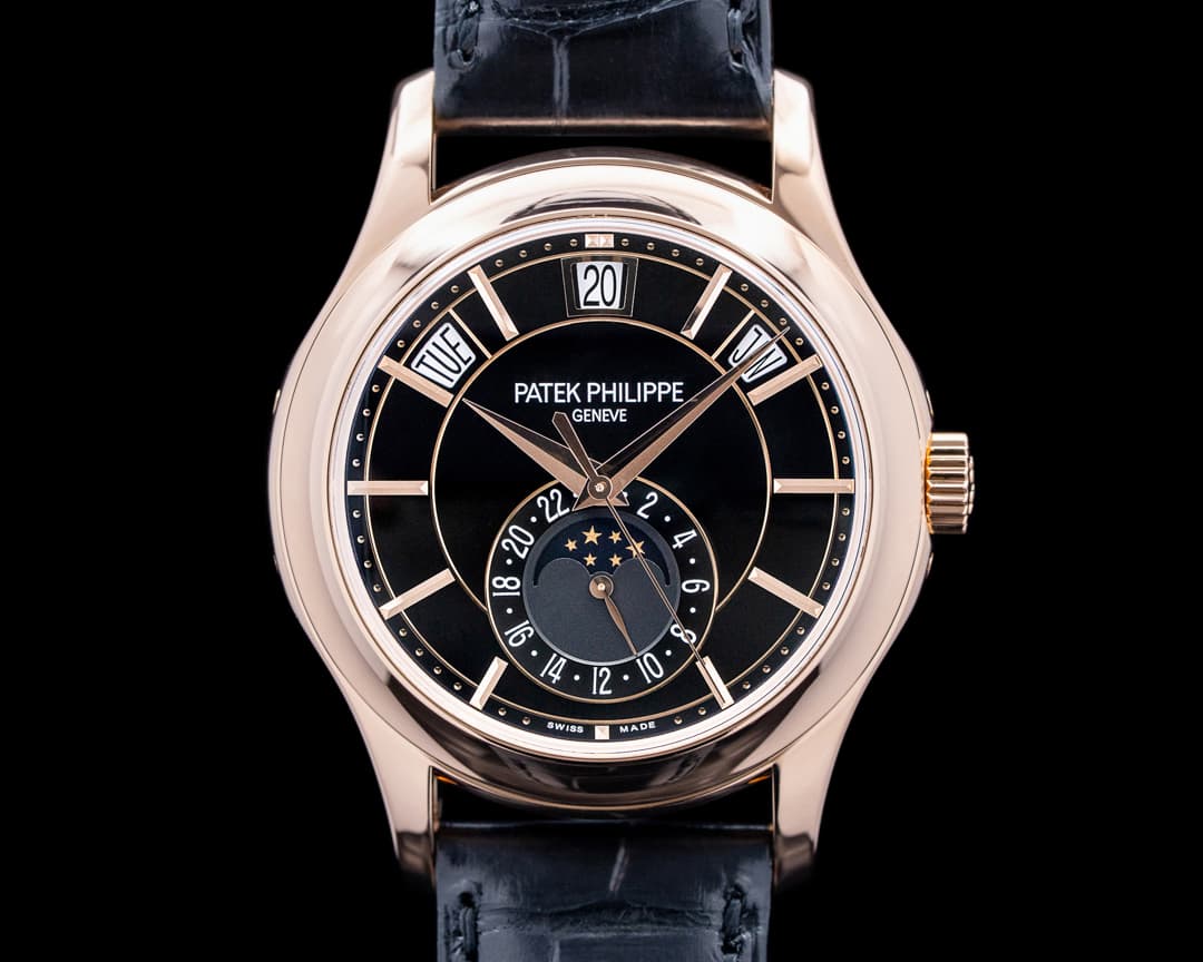 Patek Philippe 5205R Annual Calendar 18K Rose Gold Black Dial
