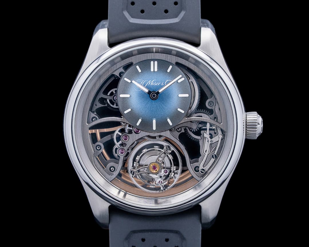 Image of H. Moser & Cie. 3811-1200 Pioneer Cylindrical Tourbillon SS Skeleton Dial