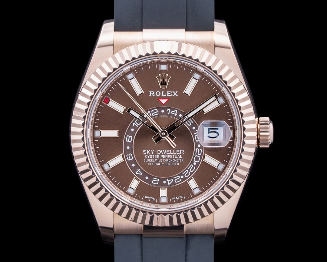 Rolex 326235 Sky-Dweller 18K Everose Gold Brown Dial
