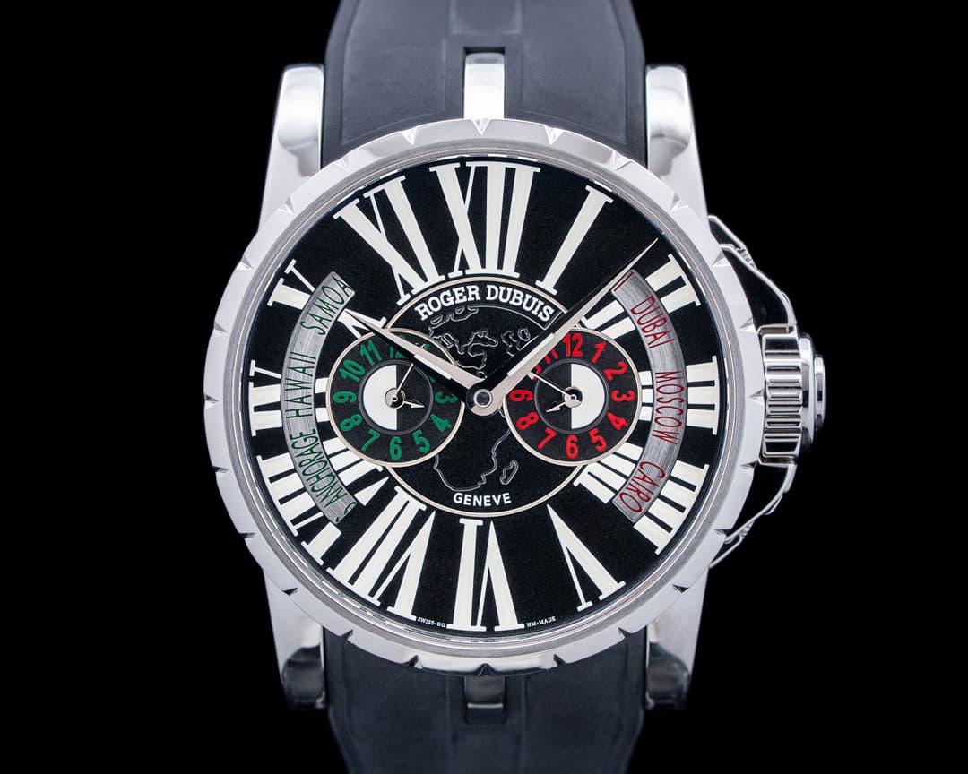 Roger Dubuis Excalibur Triple Time Zone SS Black Dial LIMITED