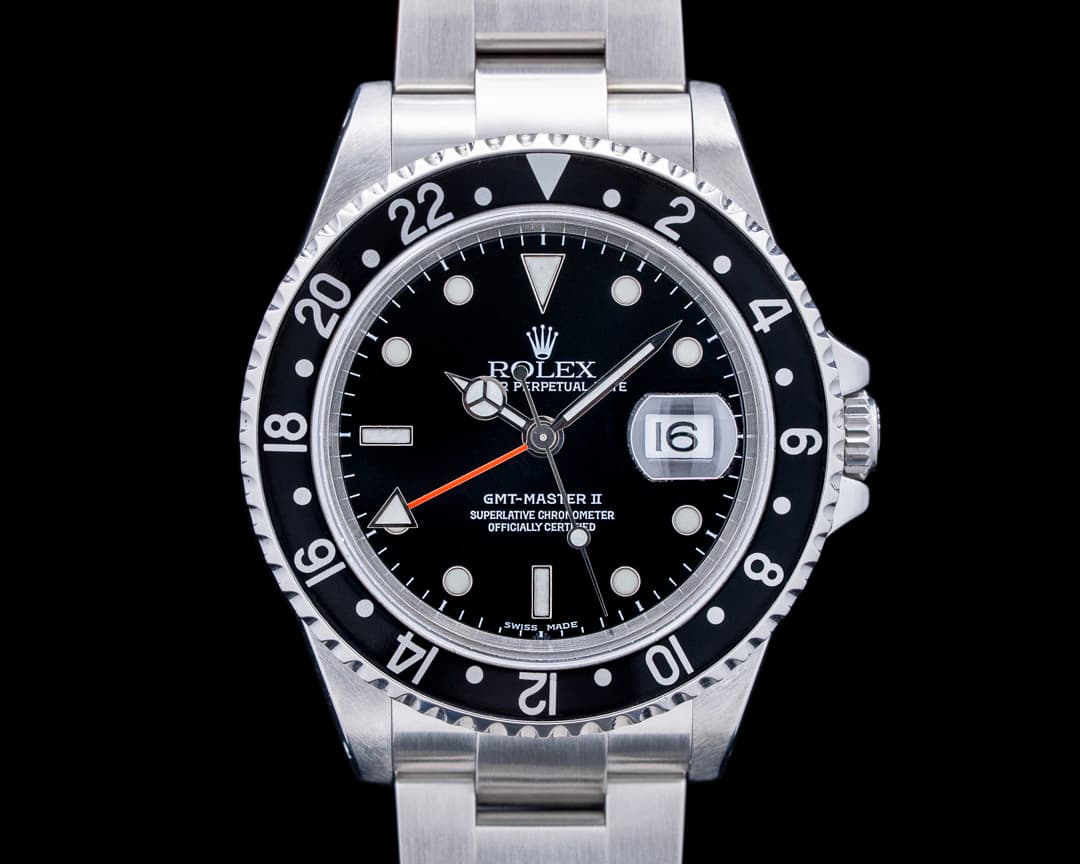 Rolex 16710 GMT Master II Black Bezel SS Black Dial