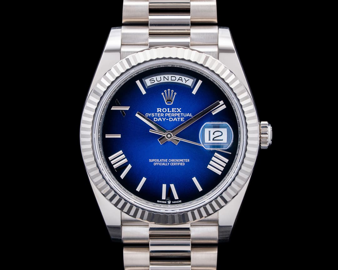 Rolex 228239 Day-Date 40 18K White Gold Blue Hombre Dial