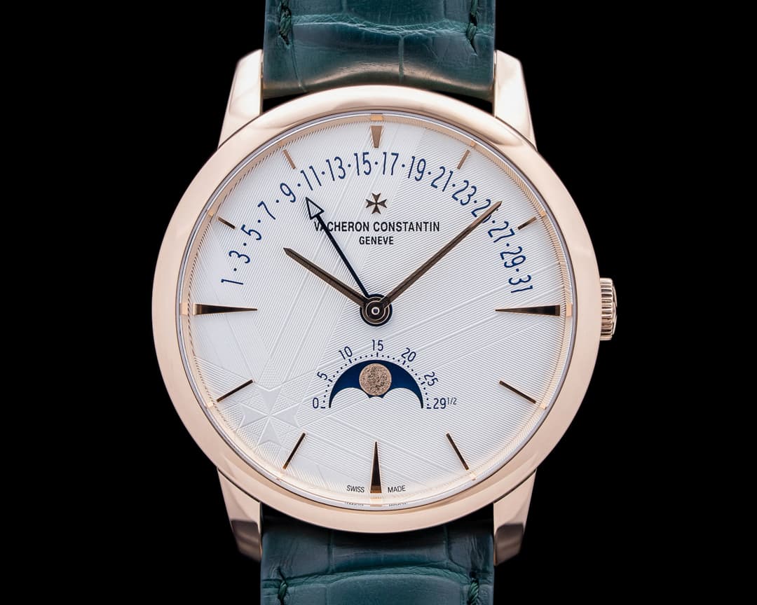Vacheron Constantin 4010U Patrimony Moon Phase Retrograde Date 18K RG Silver Dial