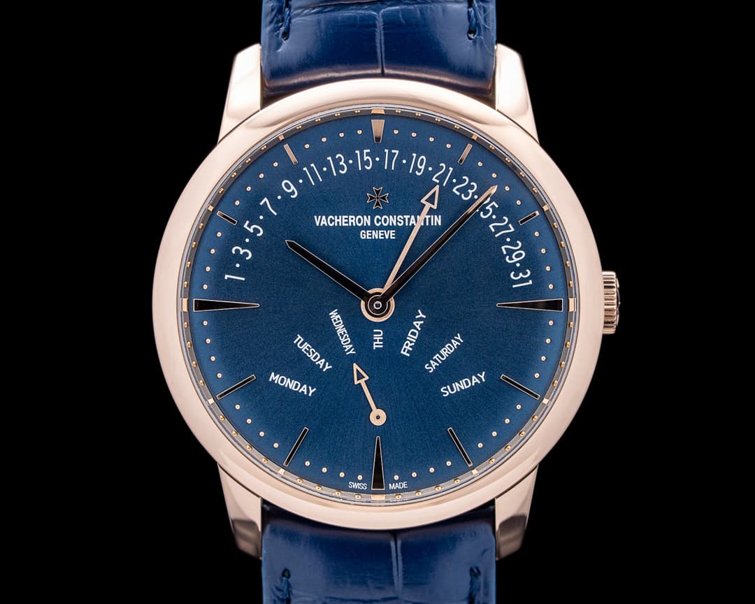 Vacheron Constantin 4000U Patrimony Retrograde Day-Date 18K Rose Gold Blue Dial
