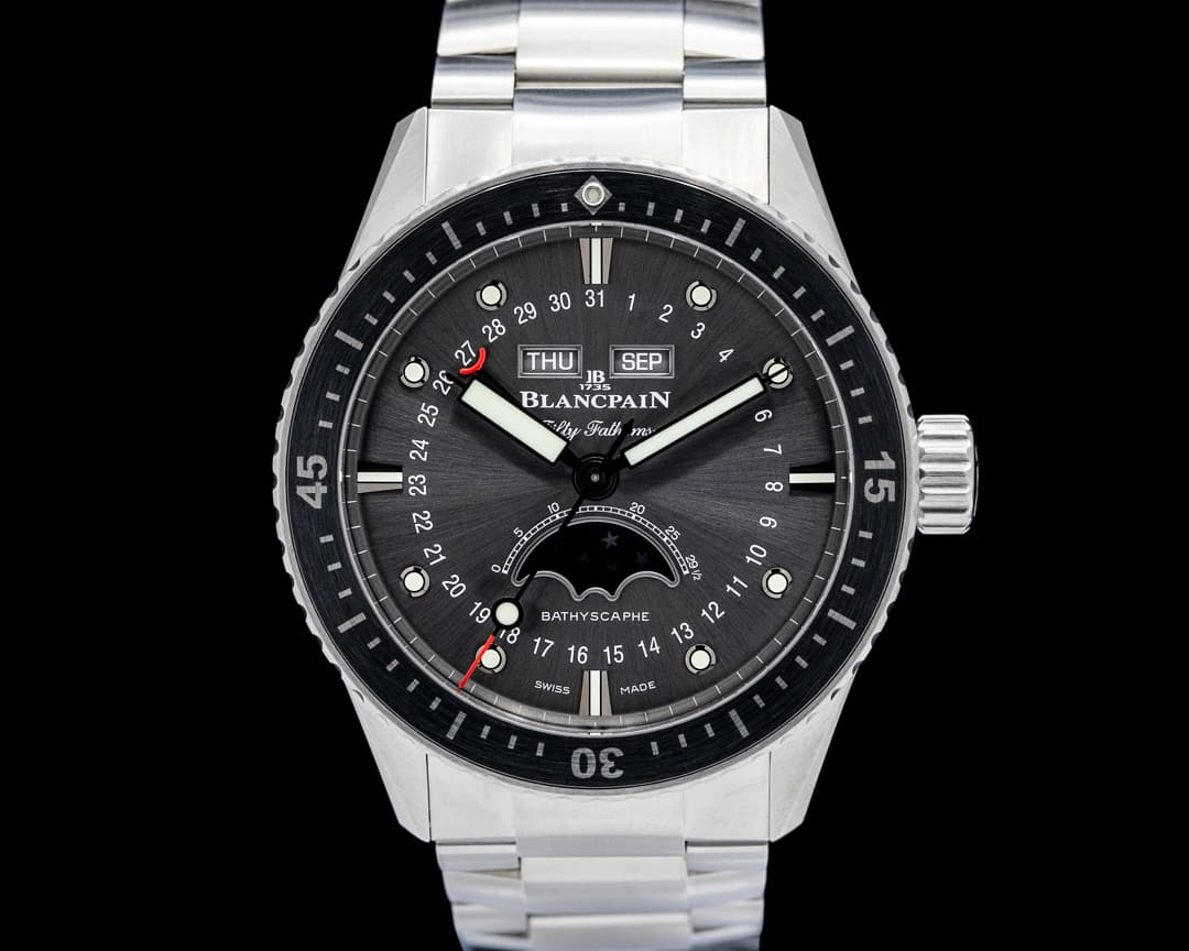 Blancpain 5054 Fifty Fathoms Bathyscaphe Complete Calendar Moonphase SS Gray Dial