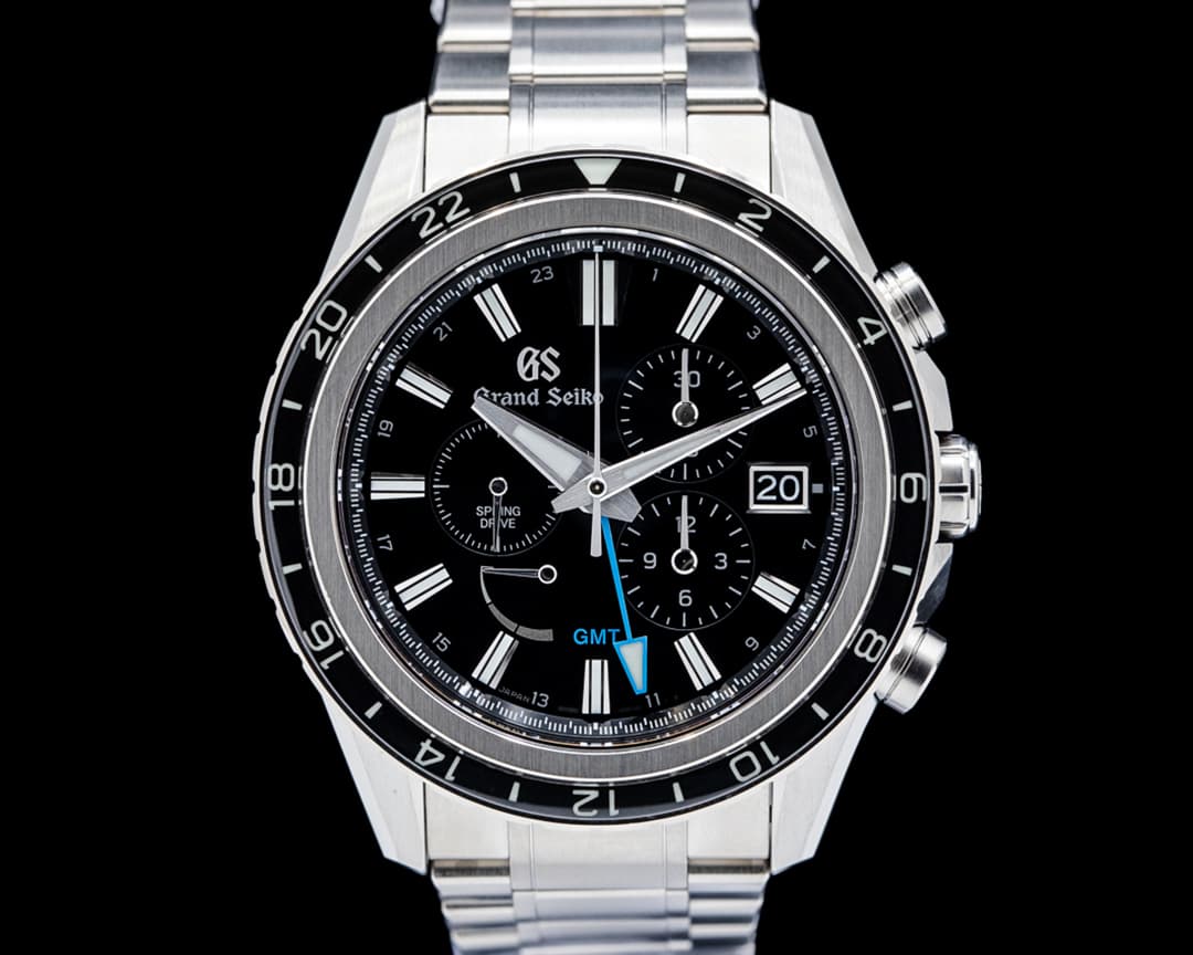 Grand Seiko SBGC251G Spring Drive Chronograph GMT Titanium Black Dial