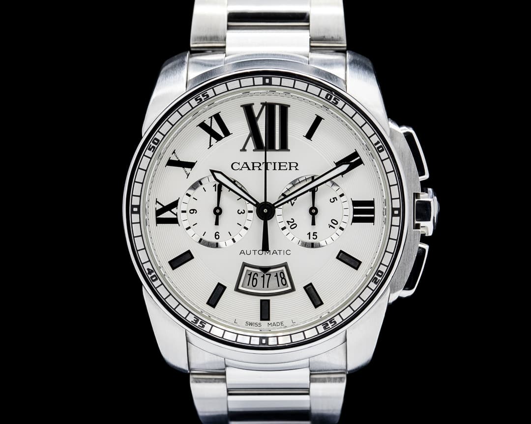 Cartier W7100045 Calibre de Cartier Chronograph SS White Dial