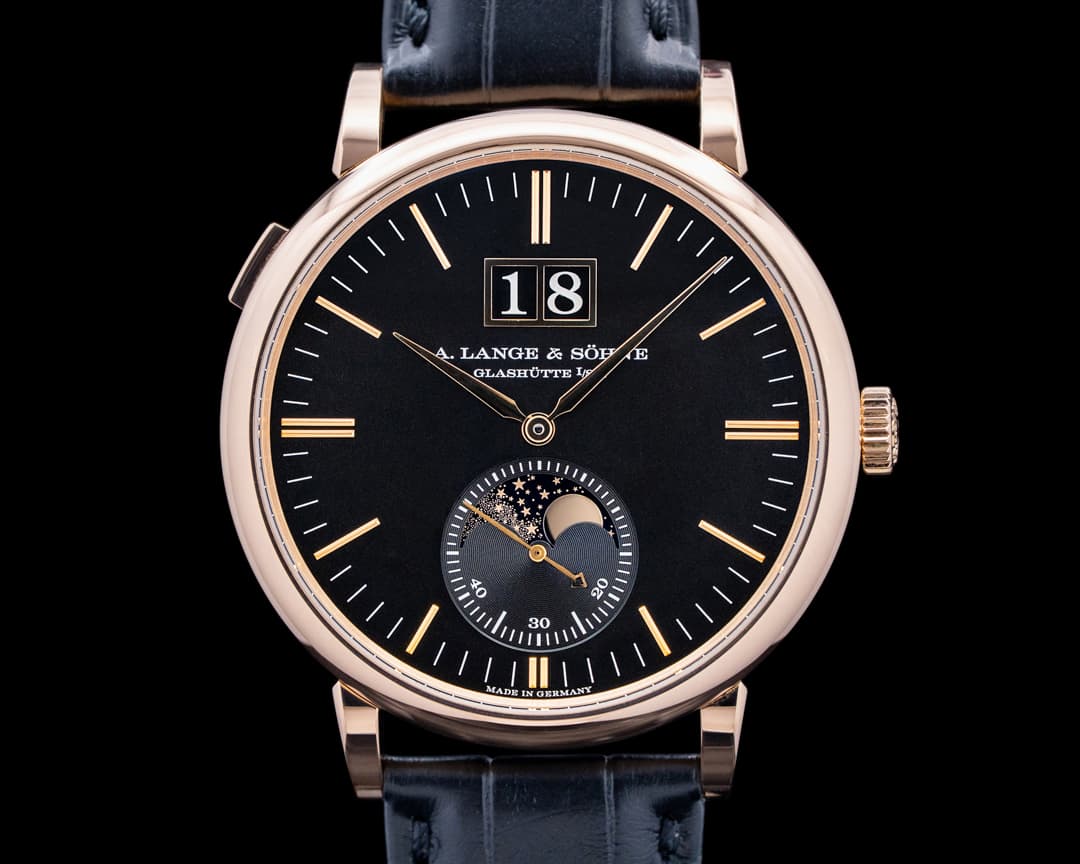 A. Lange & Söhne 384.031 Saxonia Moon Phase 18K Pink Gold Black Dial