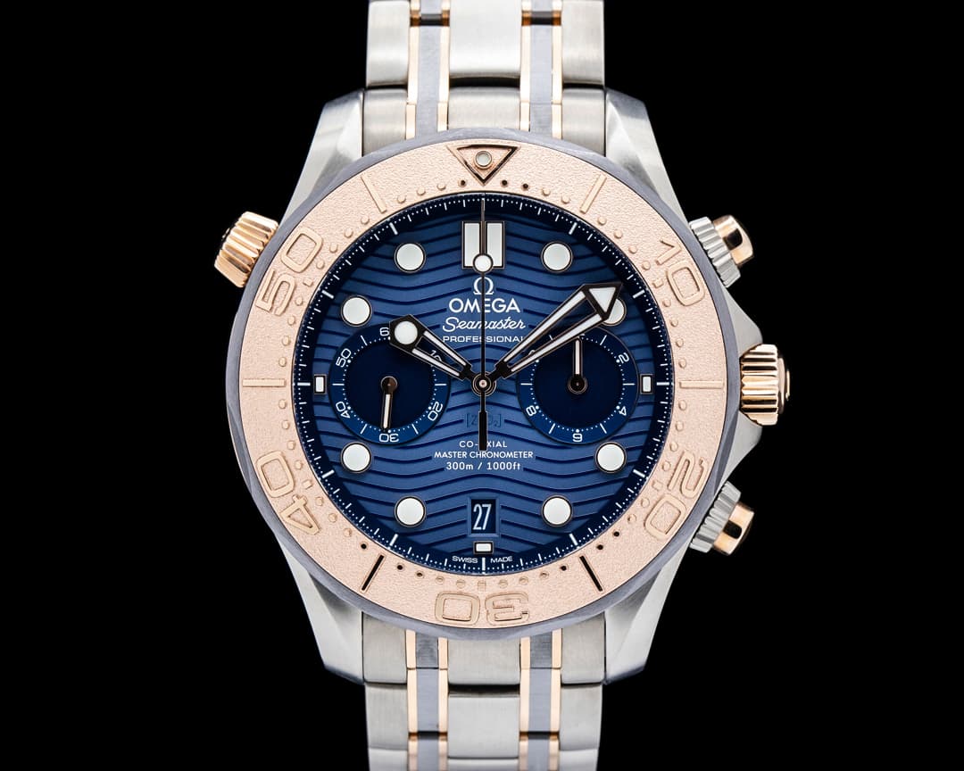 Omega Seamaster Diver 300M Chronograph Titanium / 18K Sedna Gold Blue Dial