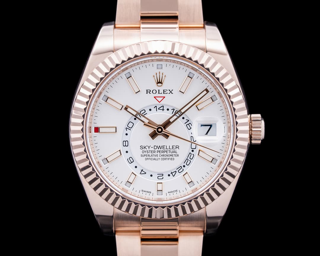 Rolex 326935 Sky-Dweller 18K Rose Gold Silver Dial
