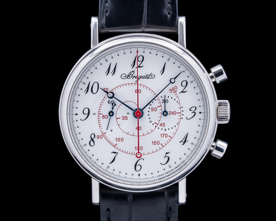 Breguet 5247BB Classique Chronograph 18K White Gold White Enamel Dial