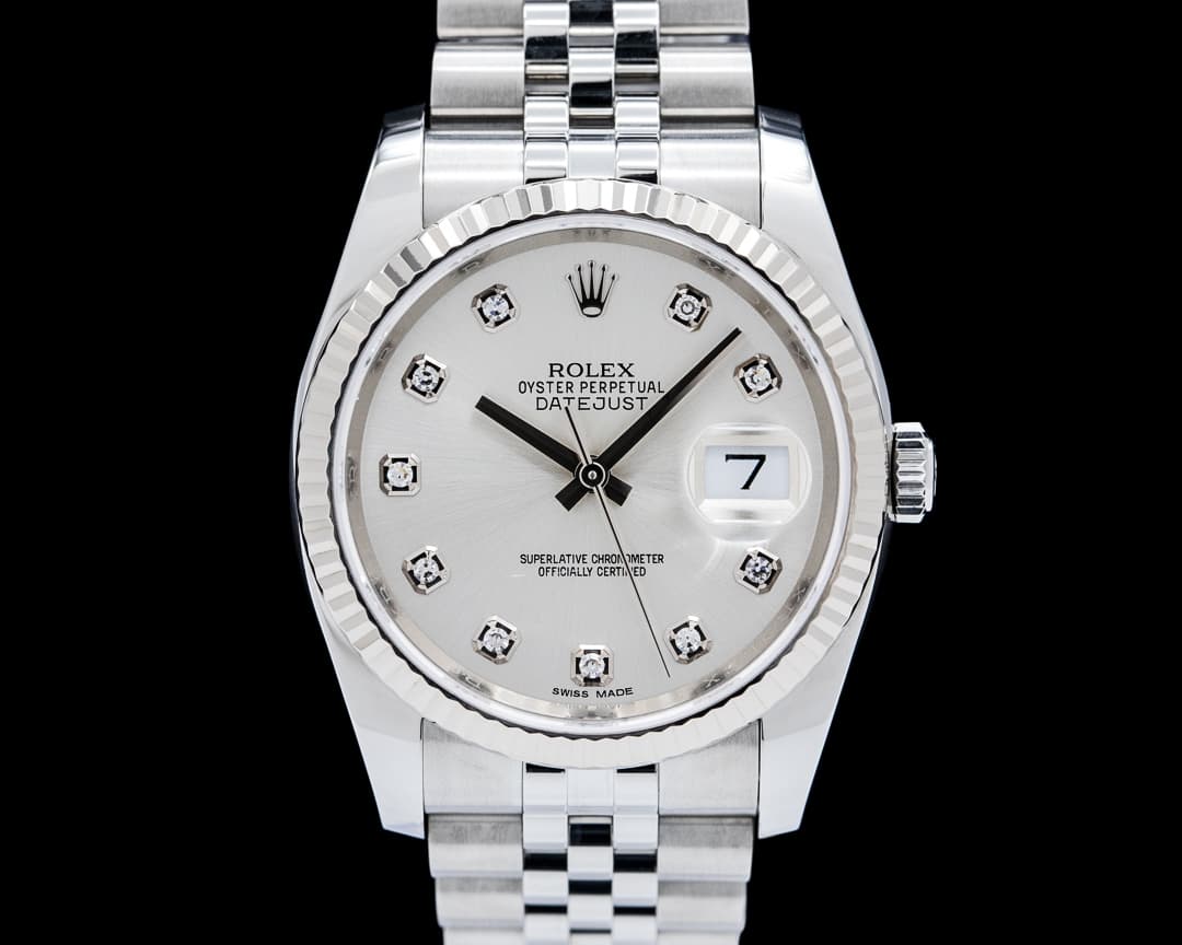 Rolex 116234 Datejust 36 Jubilee SS Silver Diamond Dial