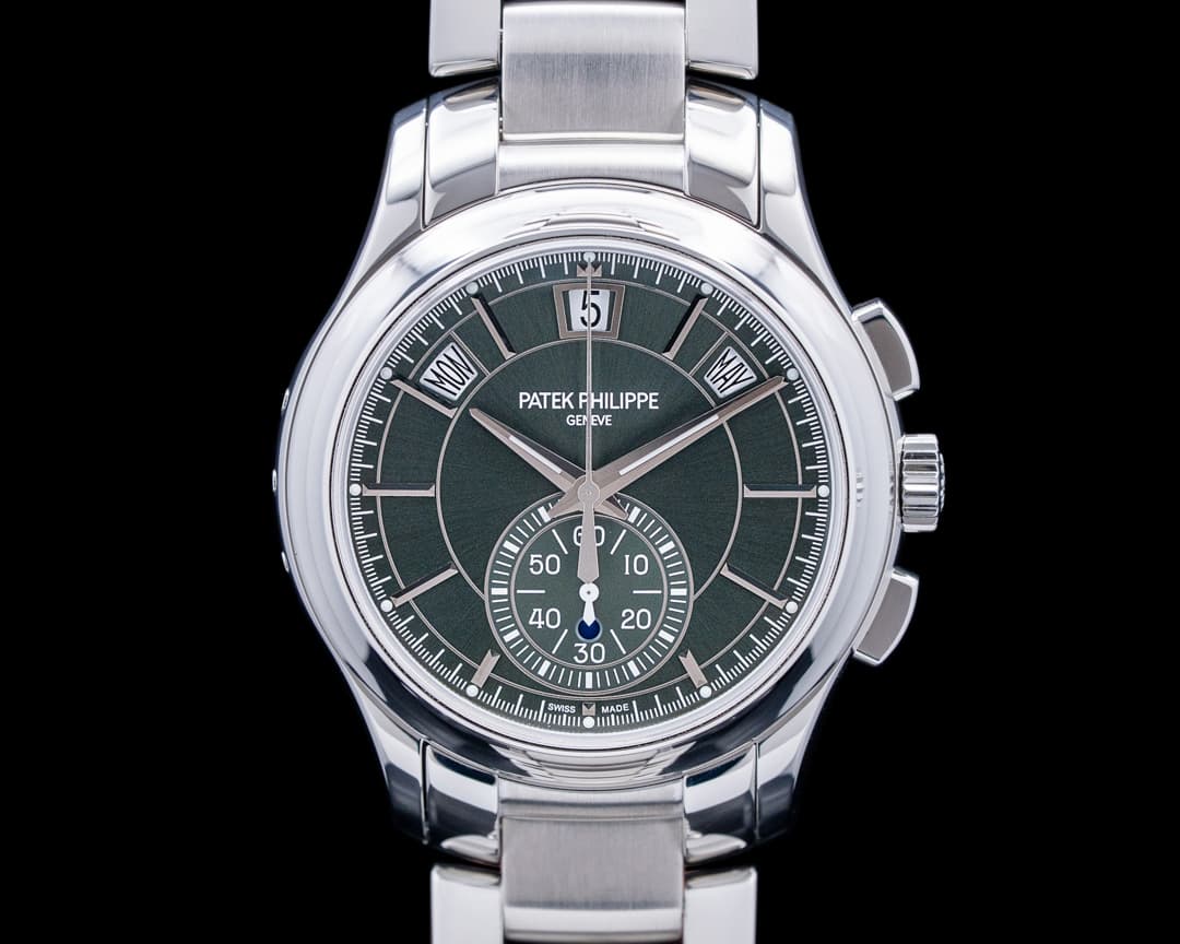 Patek Philippe 5905 Annual Calendar Chronograph SS Olive Green Dial