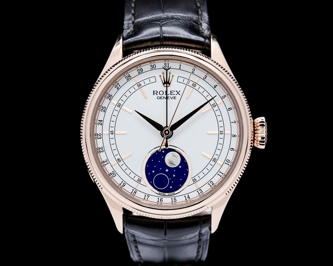 Rolex 50535 Cellini Moonphase 18K Rose Gold White Dial