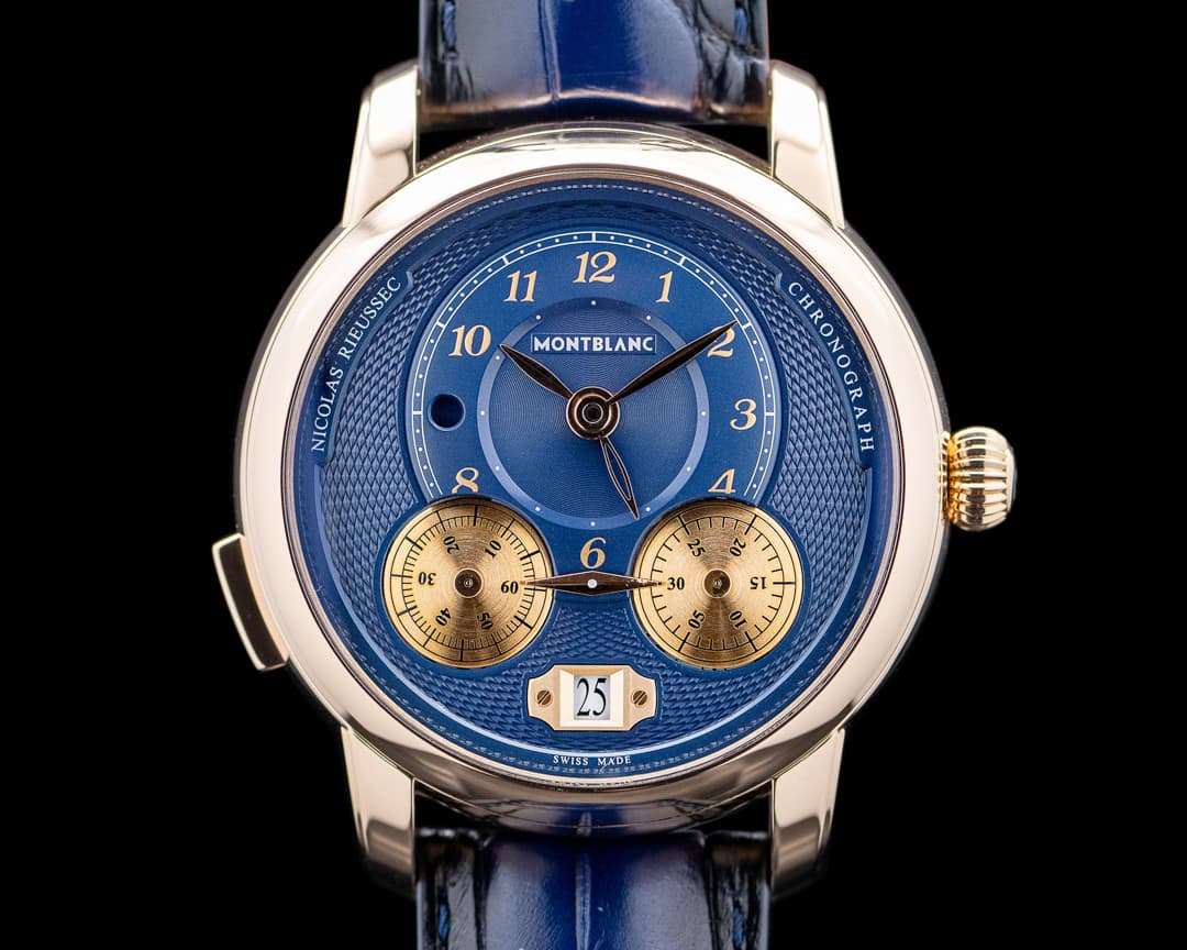Montblanc Star Legacy Nicolas Rieussec Chronograph 18K Rose Gold Blue Dial
