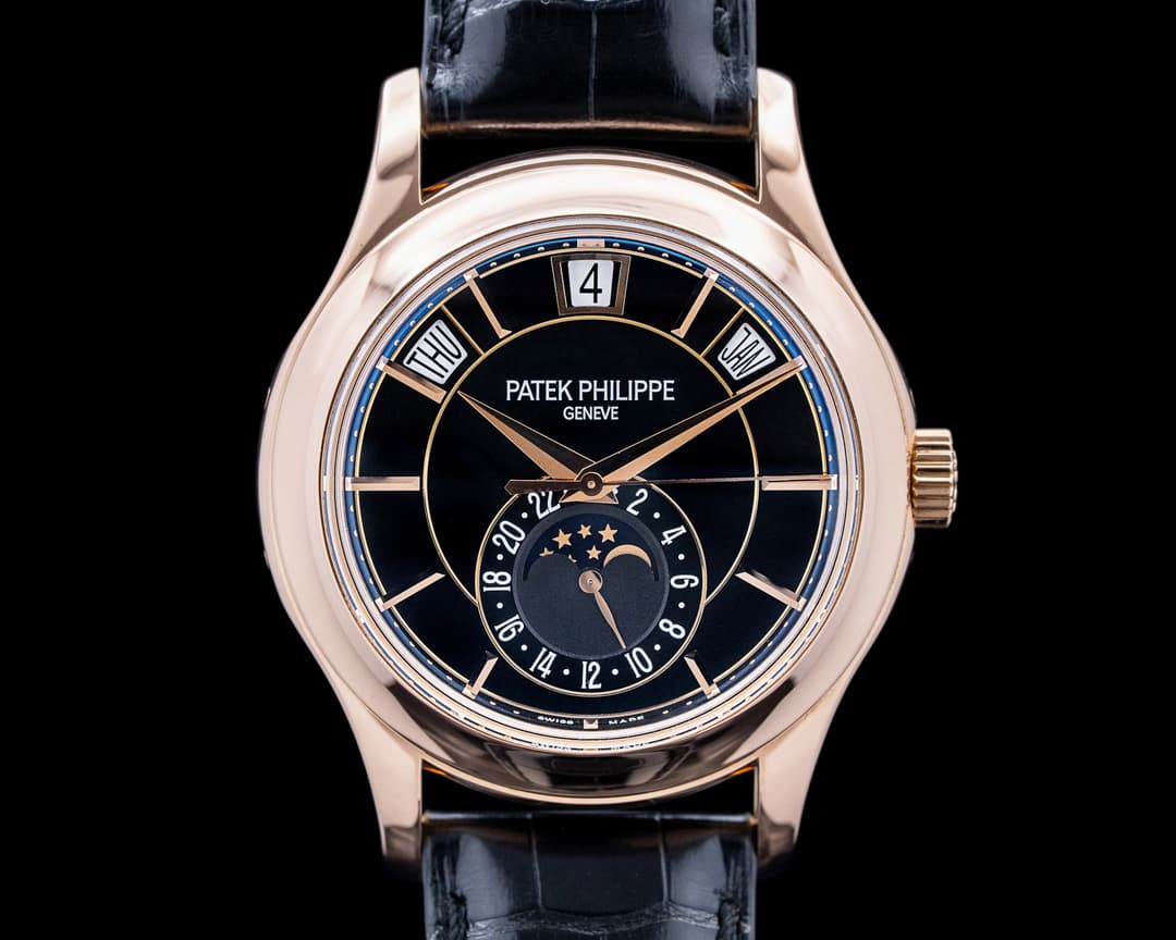 Patek Philippe 5205R Annual Calendar 18K Rose Gold Black Dial