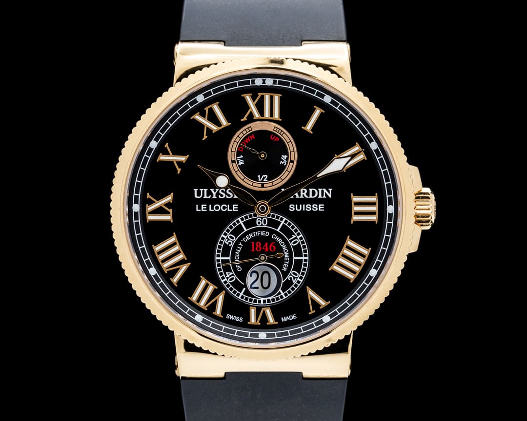 Ulysse Nardin 266-67 Maxi Marine Chronometer 18K Rose Gold Black Dial