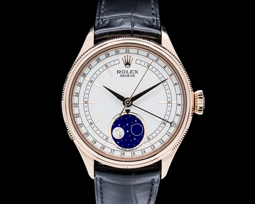 Rolex 50535 Cellini Moonphase 18K Rose Gold White Dial