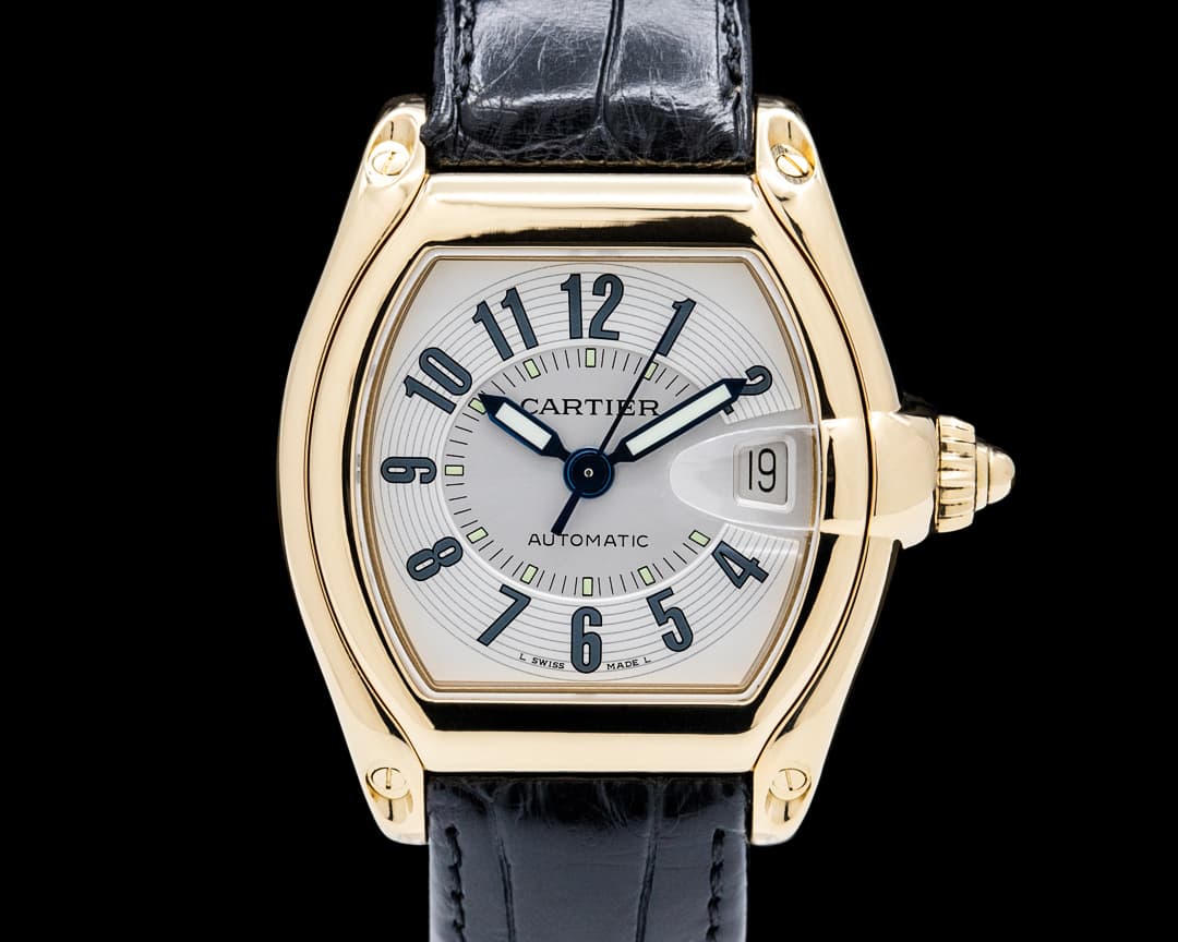 Cartier 2524 Roadster 18K Yellow Gold Silver Dial