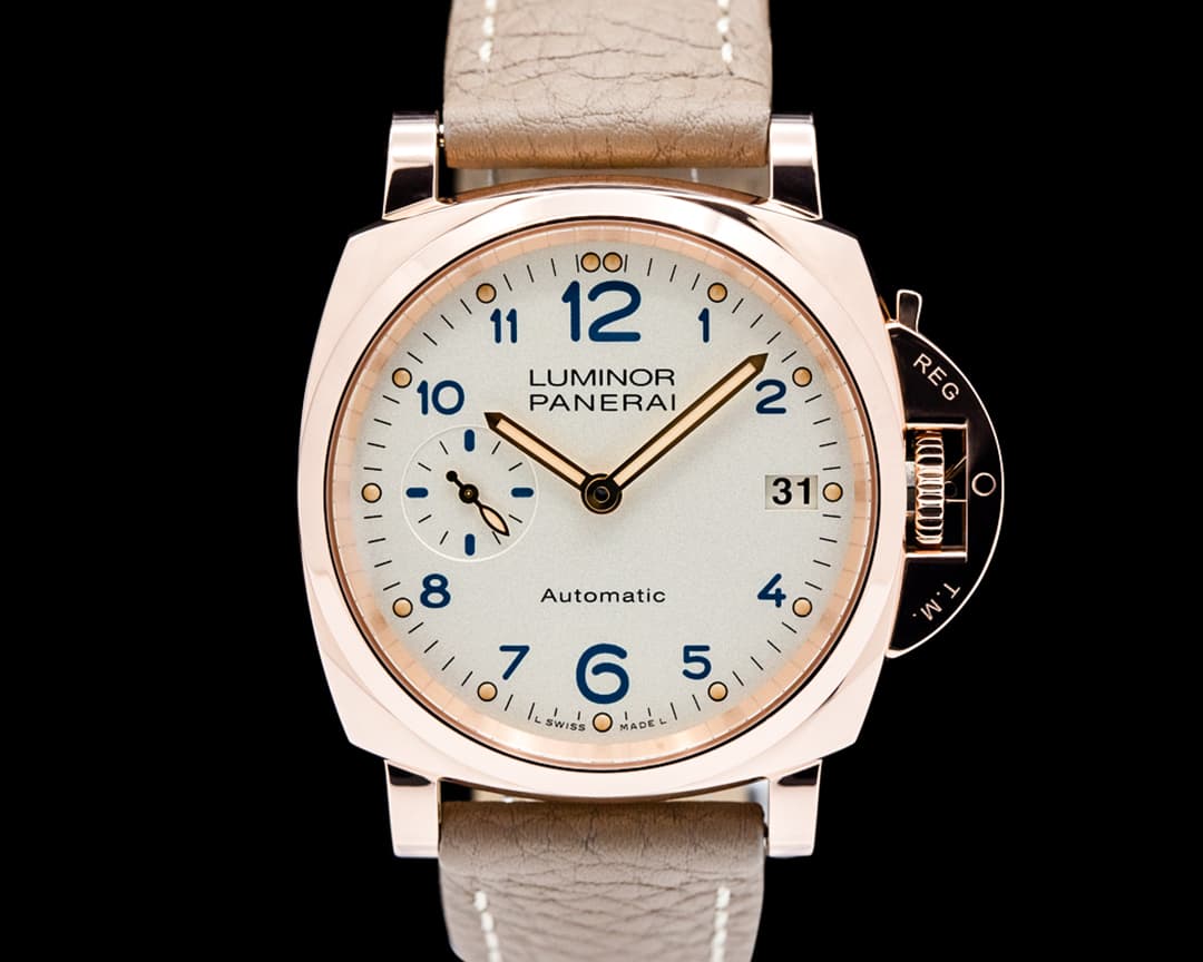 Panerai PAM00756 Luminor Due 38 Automatic 18K Rose Gold Silver Dial