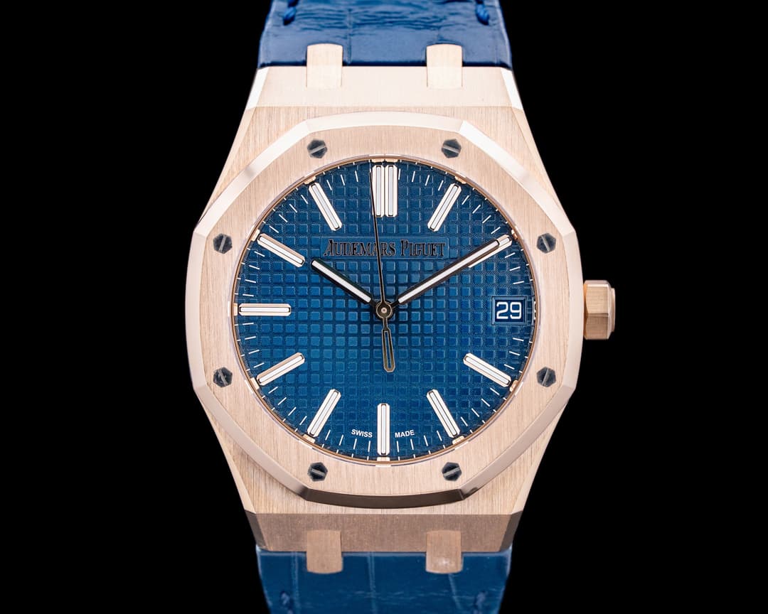 Audemars Piguet 15510OR Royal Oak 18K Rose Gold Blue Dial