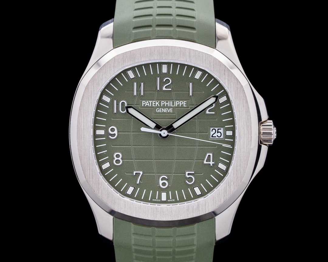 Patek Philippe 5168G-010 Aquanaut Jumbo 18K White Gold Khaki Green Dial