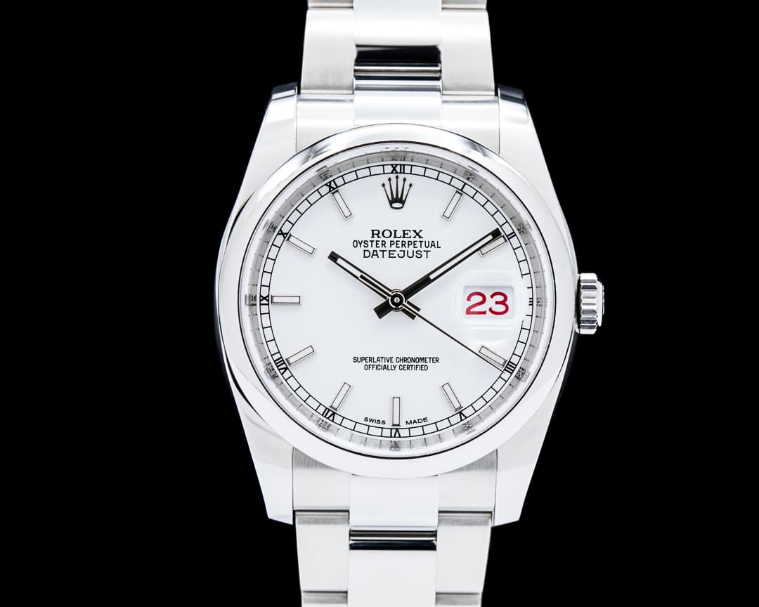 Rolex 116200 Datejust 36 SS White Stick Dial