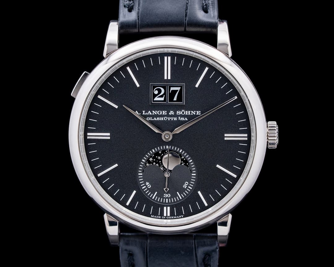 A. Lange & Söhne 384.029 Saxonia Moon Phase 18K White Gold Black Dial