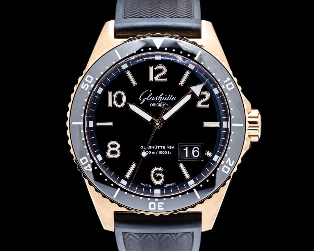 Glashütte Original SeaQ Panorama Date 18K Rose Gold Black Dial