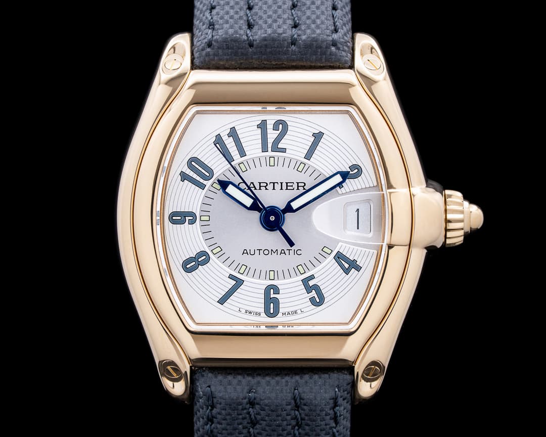 Cartier W62005V2 Roadster 18K Yellow Gold Silver Dial