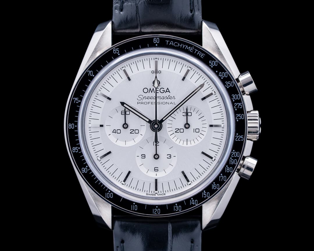 Omega Speedmaster Moonwatch Chronograph 18K Canopus Gold Silver Dial