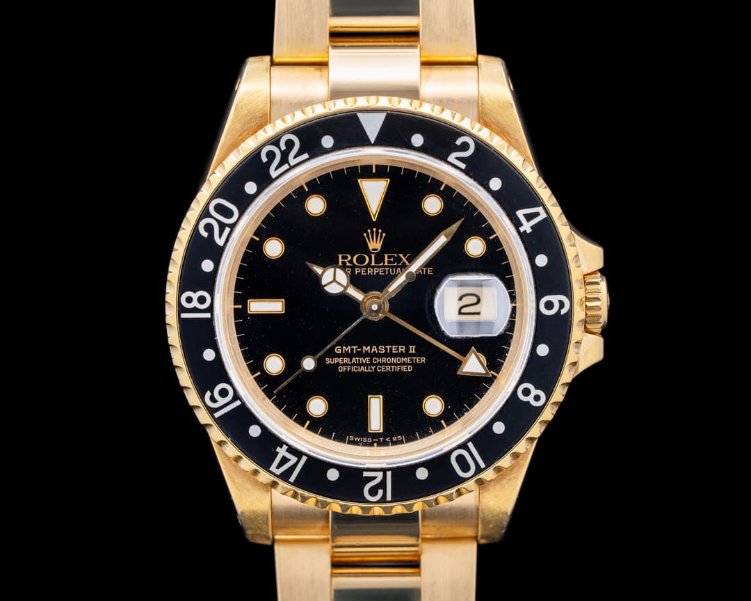 Rolex 16718 GMT-Master II 18K Yellow Gold Black Dial Circa. 1991