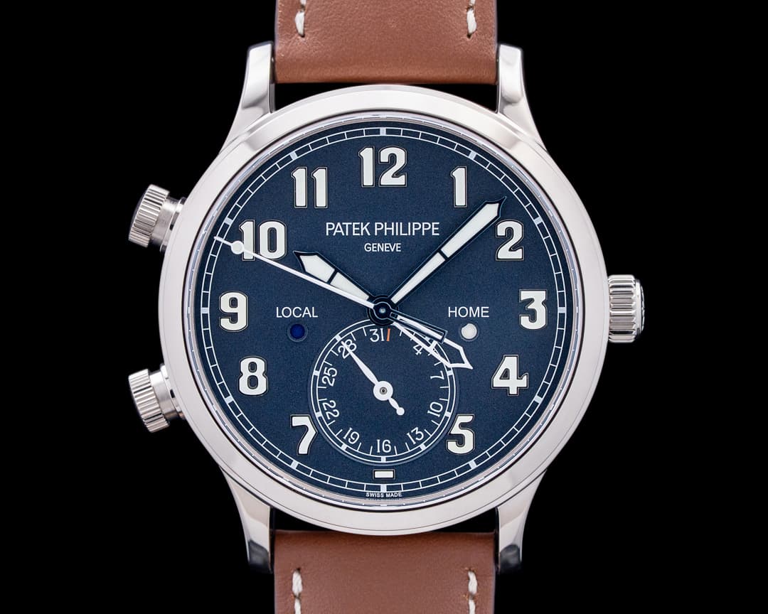 Patek Philippe 5524G Calatrava Pilot Travel Time 18K White Gold Blue Dial