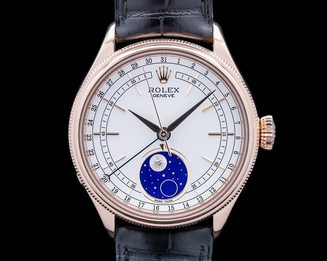 Rolex 50535 Cellini Moonphase 18K Rose Gold White Dial