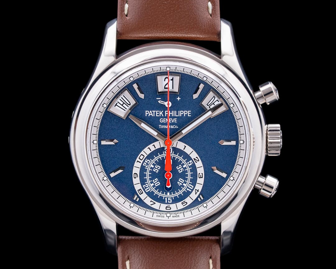 Patek Philippe 5960/01G Annual Calendar Chronograph "Tiffany & Co" 18K WG Blue Dial