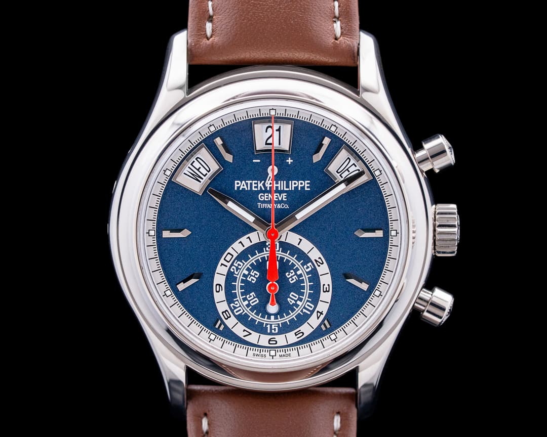 Patek Philippe 5960/01G Annual Calendar Chronograph "Tiffany & Co" 18K WG Blue Dial