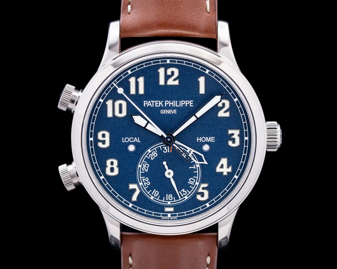 Patek Philippe 5524G Calatrava Pilot Travel Time 18K White Gold Blue Dial