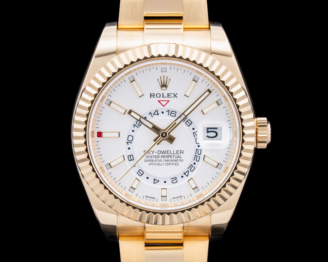 Rolex 326938 Sky Dweller 18K Yellow Gold Silver Dial