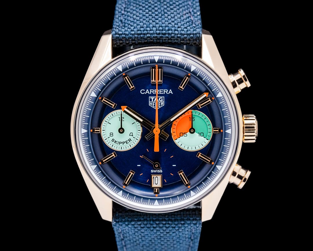 TAG Heuer CBS2241 Carrera Skipper 18K Rose Gold Blue Dial 2025
