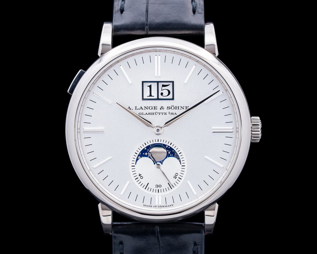 A. Lange & Söhne 384.026 Saxonia Moon Phase 18K White Gold Silver Dial